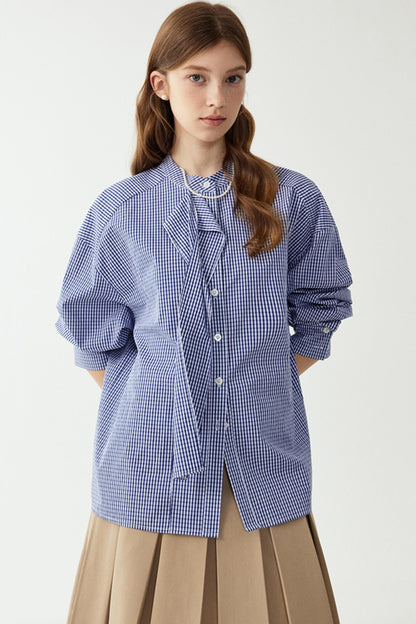 Blue Checkered Blouse
