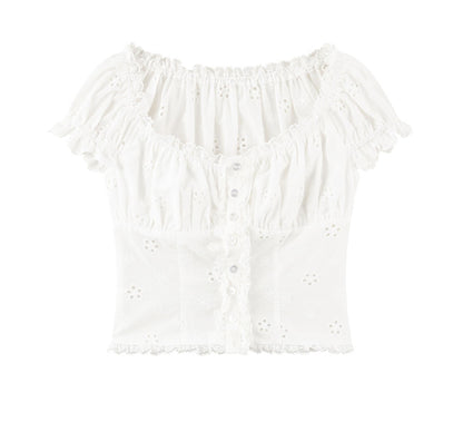 Floral Embroidered Top And Flared Skirt Set-Up