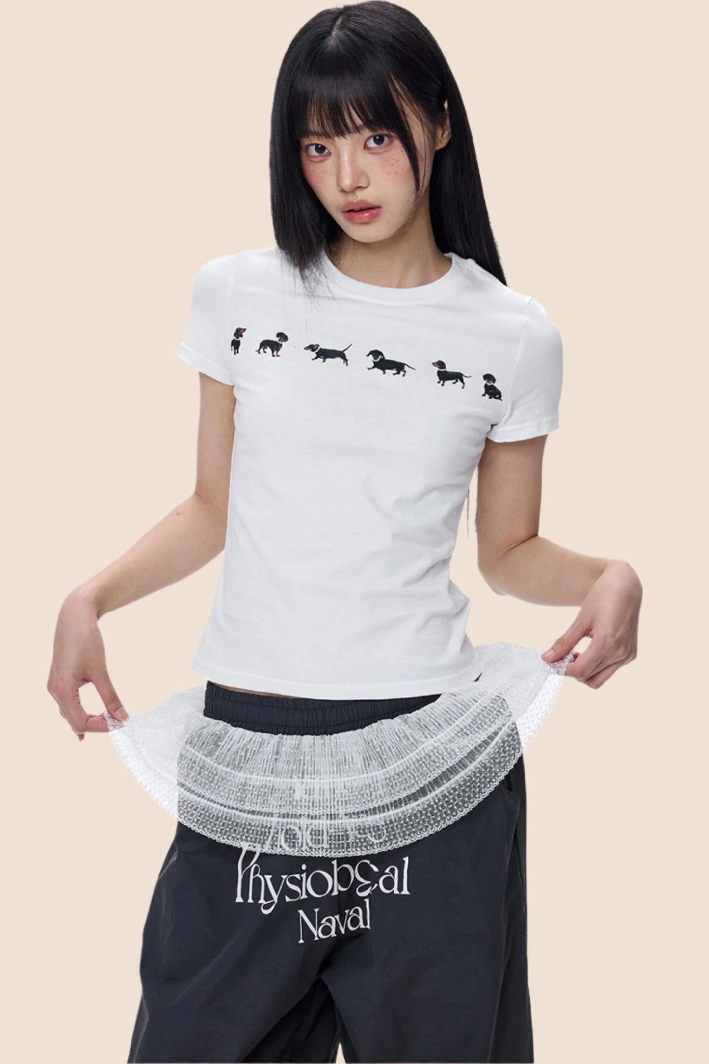 Cute Puppy Print Short Sleeve T-shirt