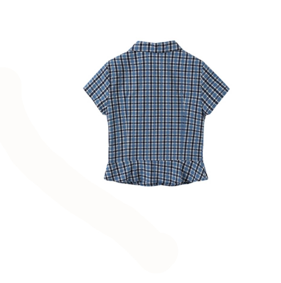 Checked Navy Skirt Shirt Set-Up