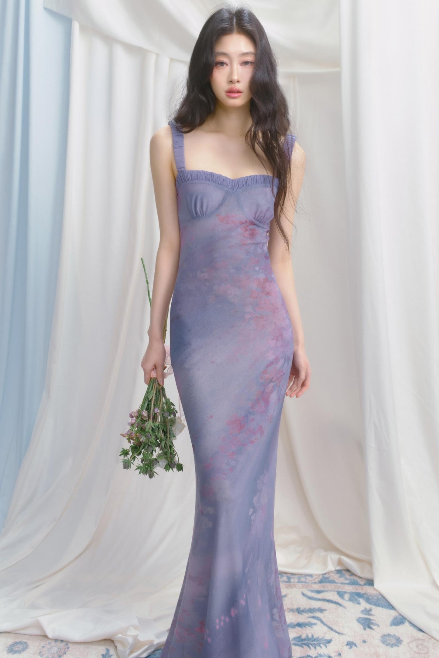 Purple Pleated Summer Dress