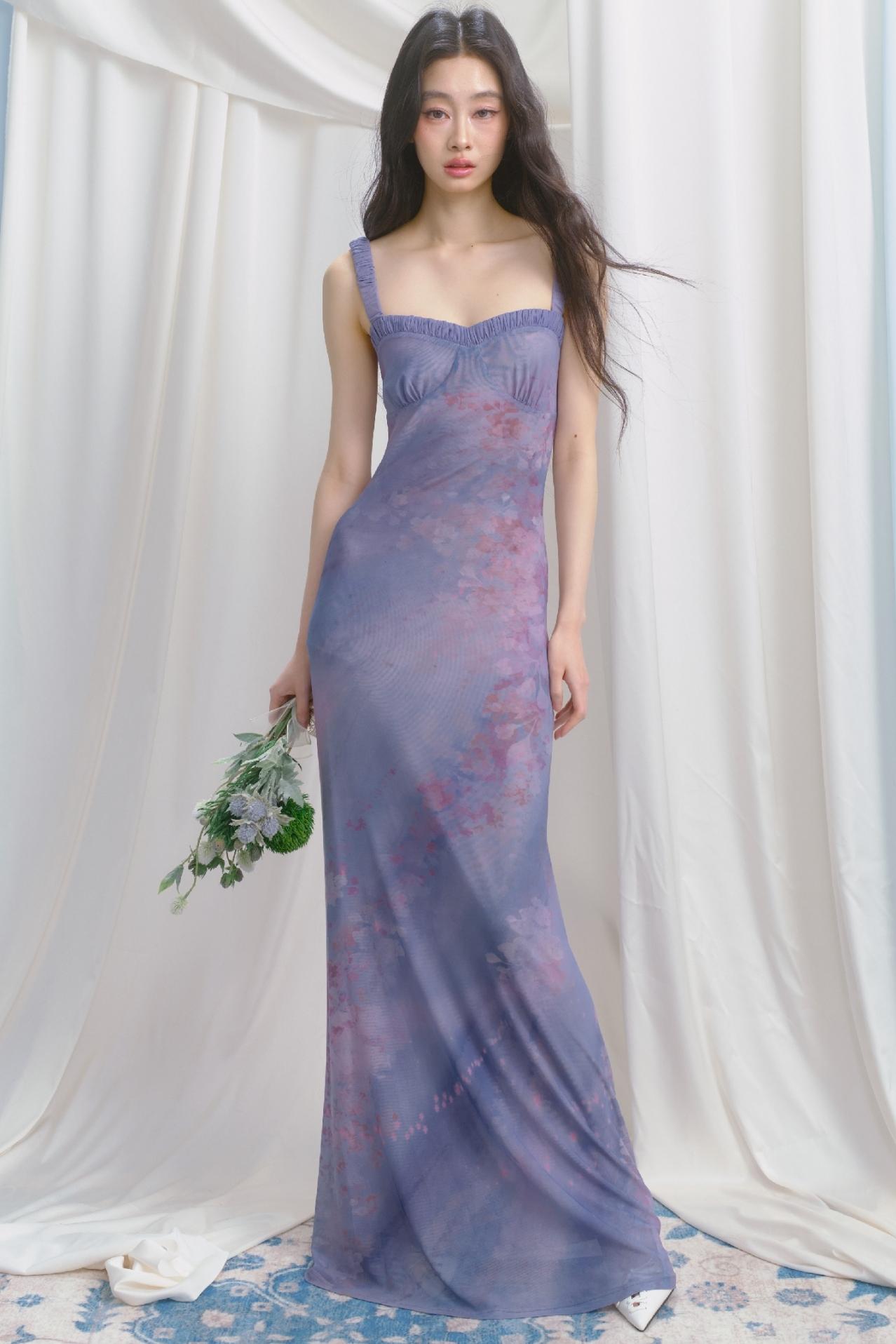 Purple Pleated Summer Dress