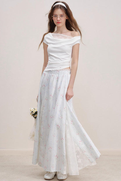 Asymmetric Lace Petal Tee