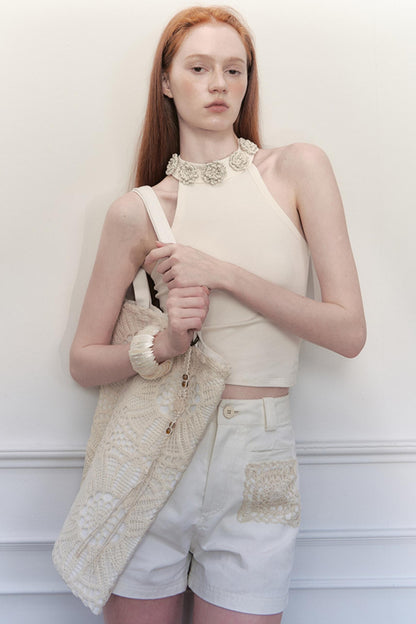 Boho Beaded Canvas Bag