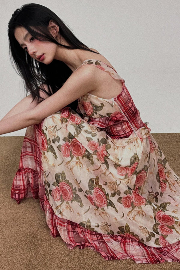 Floral Ruffle Halter Dress