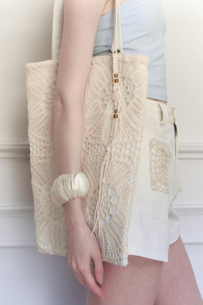 Boho Beaded Canvas Bag