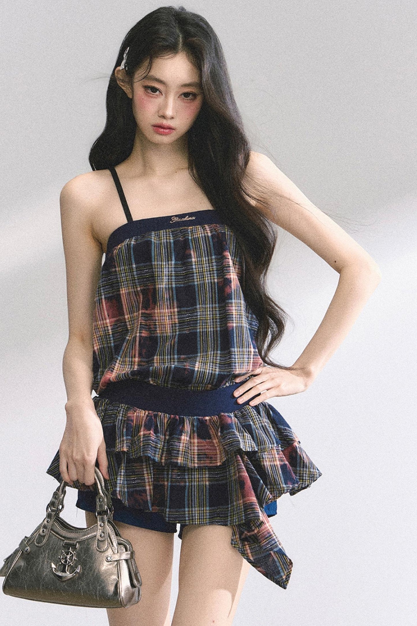 Summer Plaid Halter Dress