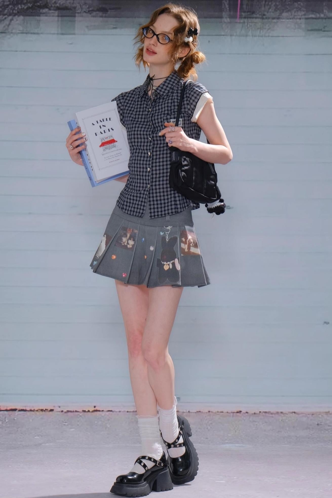 Vintage Checkered Slim Short Top