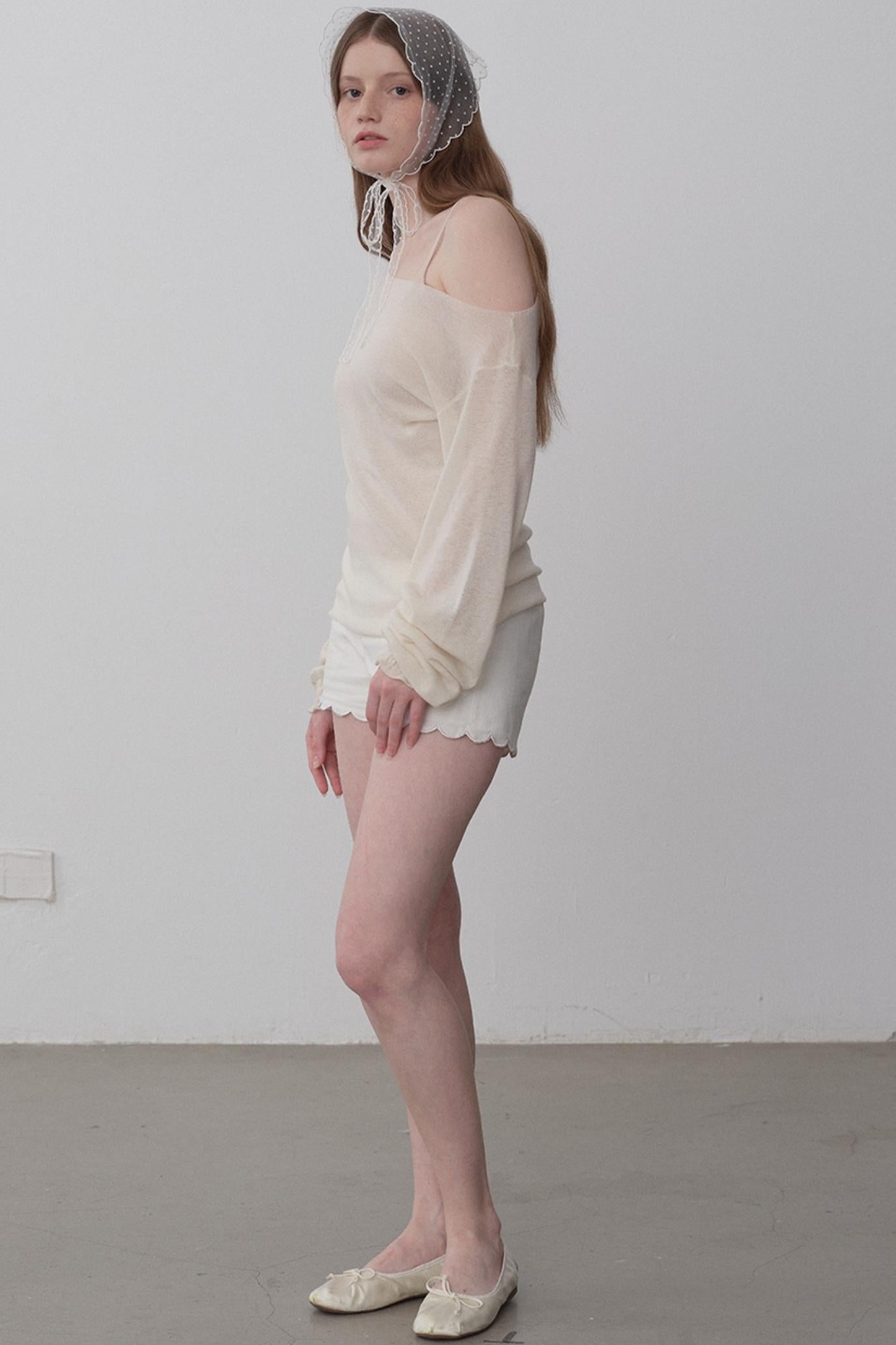 White Tea Chiffon Knit Top