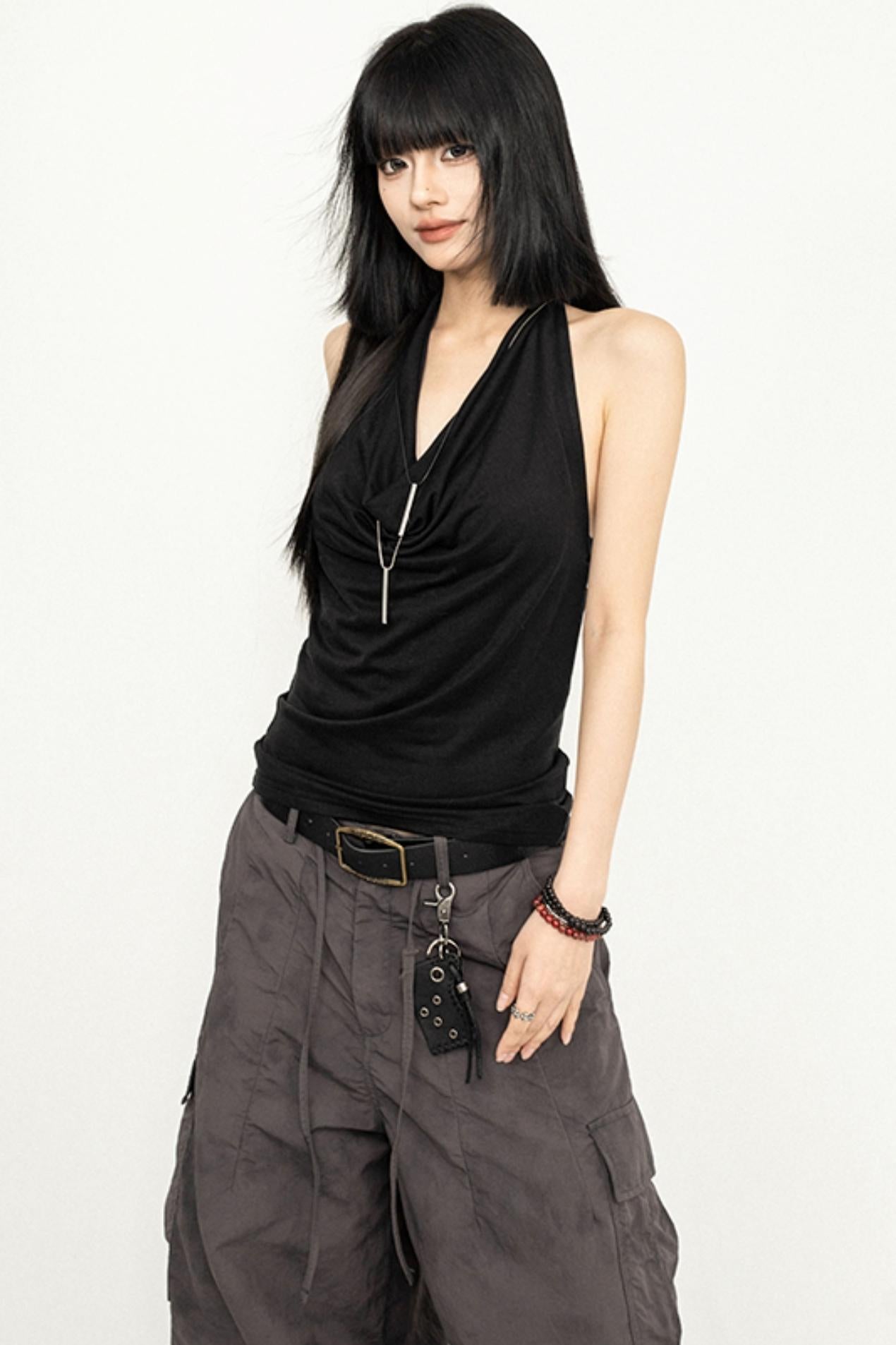 Black Halter Summer Top