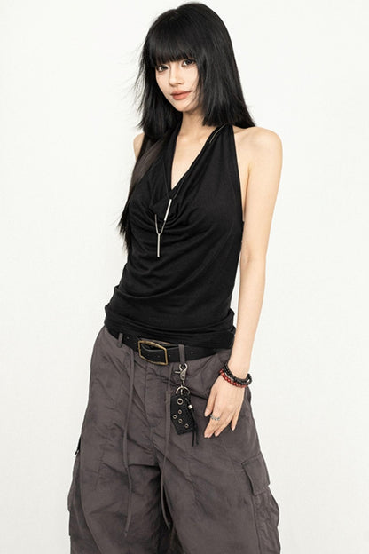 Black Halter Summer Top