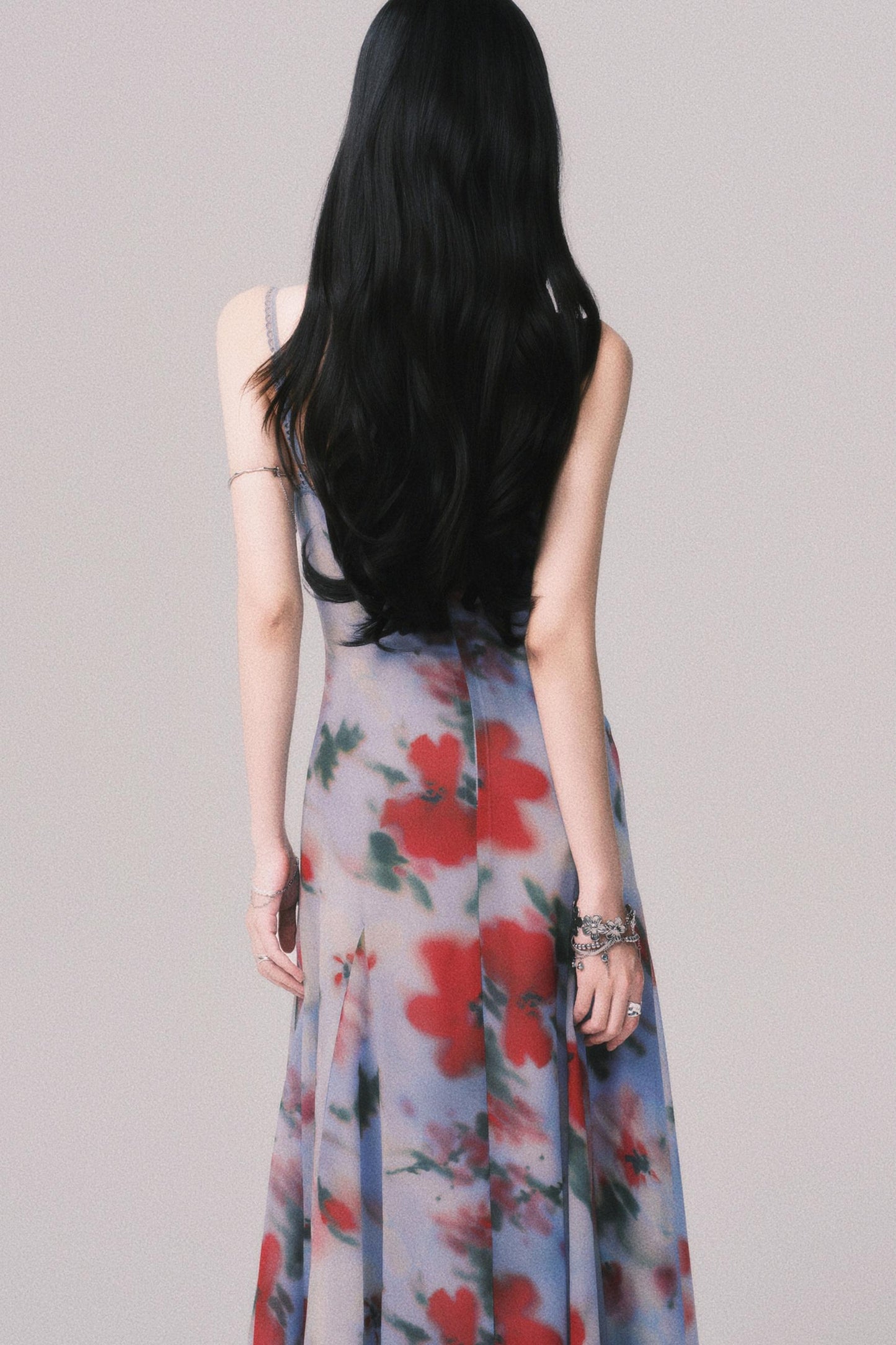 Blurred Print Strap Resort Dress
