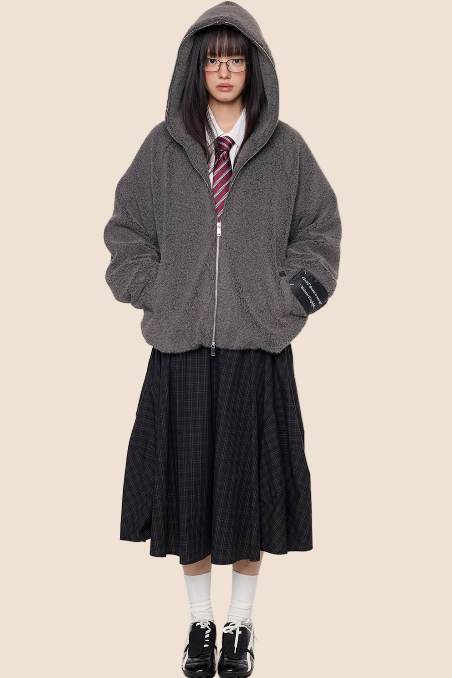 Lazy Retro Hooded Cardigan Jacket