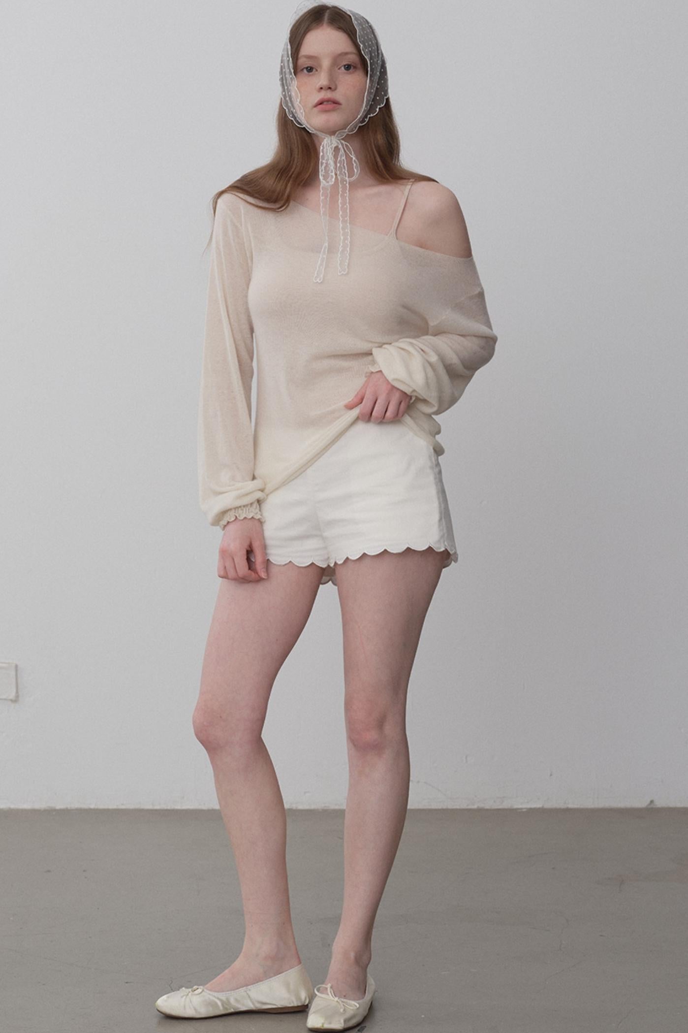 White Tea Chiffon Knit Top