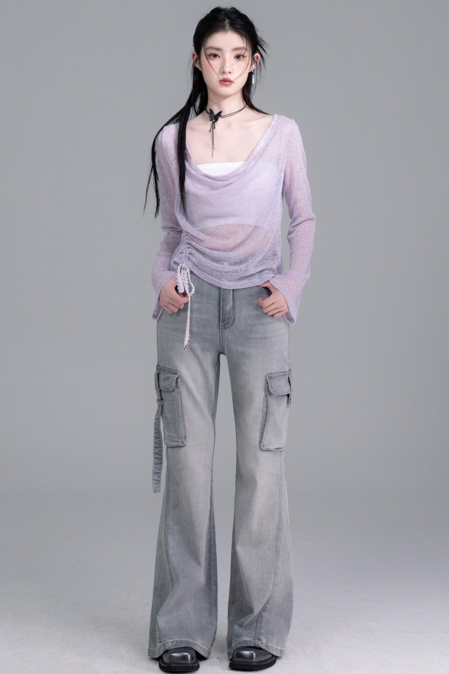 Flared Denim Pants