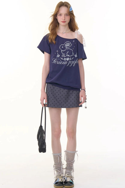 Retro Polka Dot High-Waist Skirt