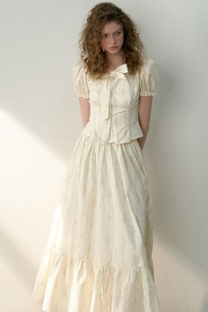 Floral Tie Bubble Sleeve Set-Up