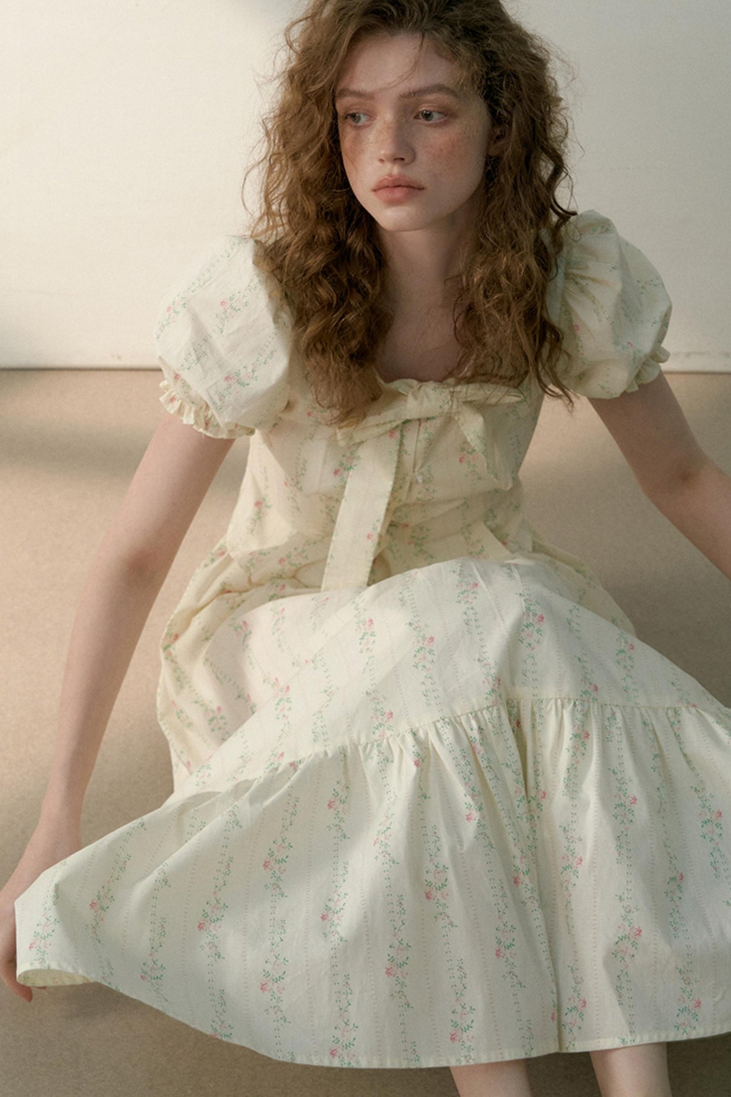 Floral Tie Bubble Sleeve Set-Up