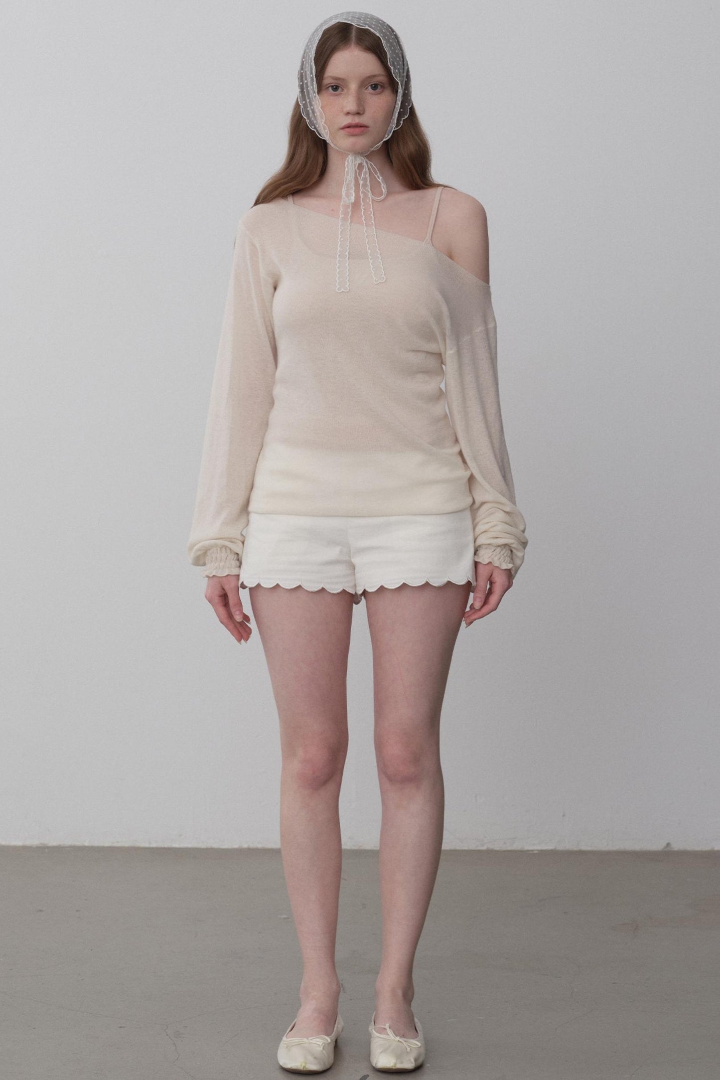 White Tea Chiffon Knit Top