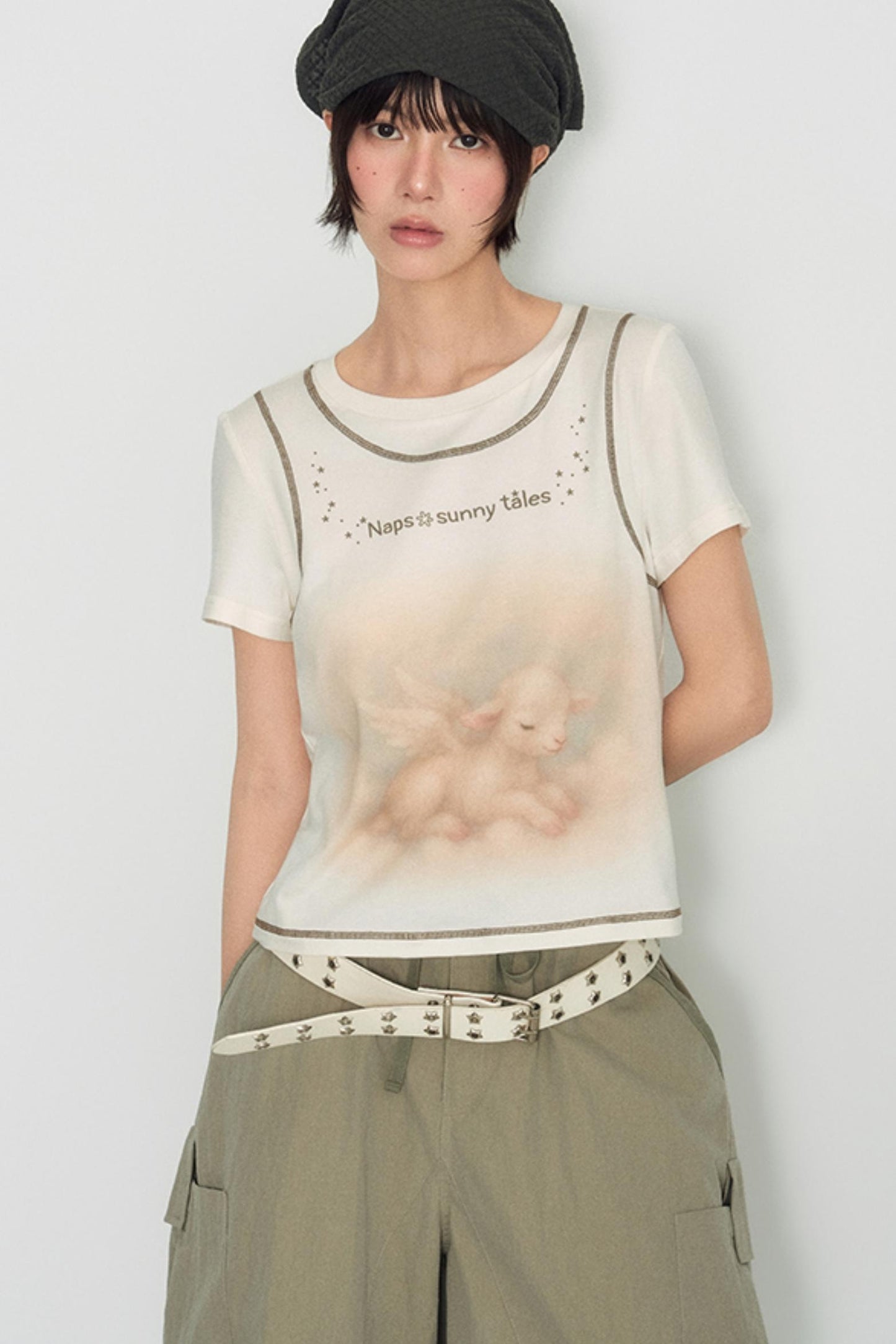 Lamb Print Short-Sleeved T-Shirt