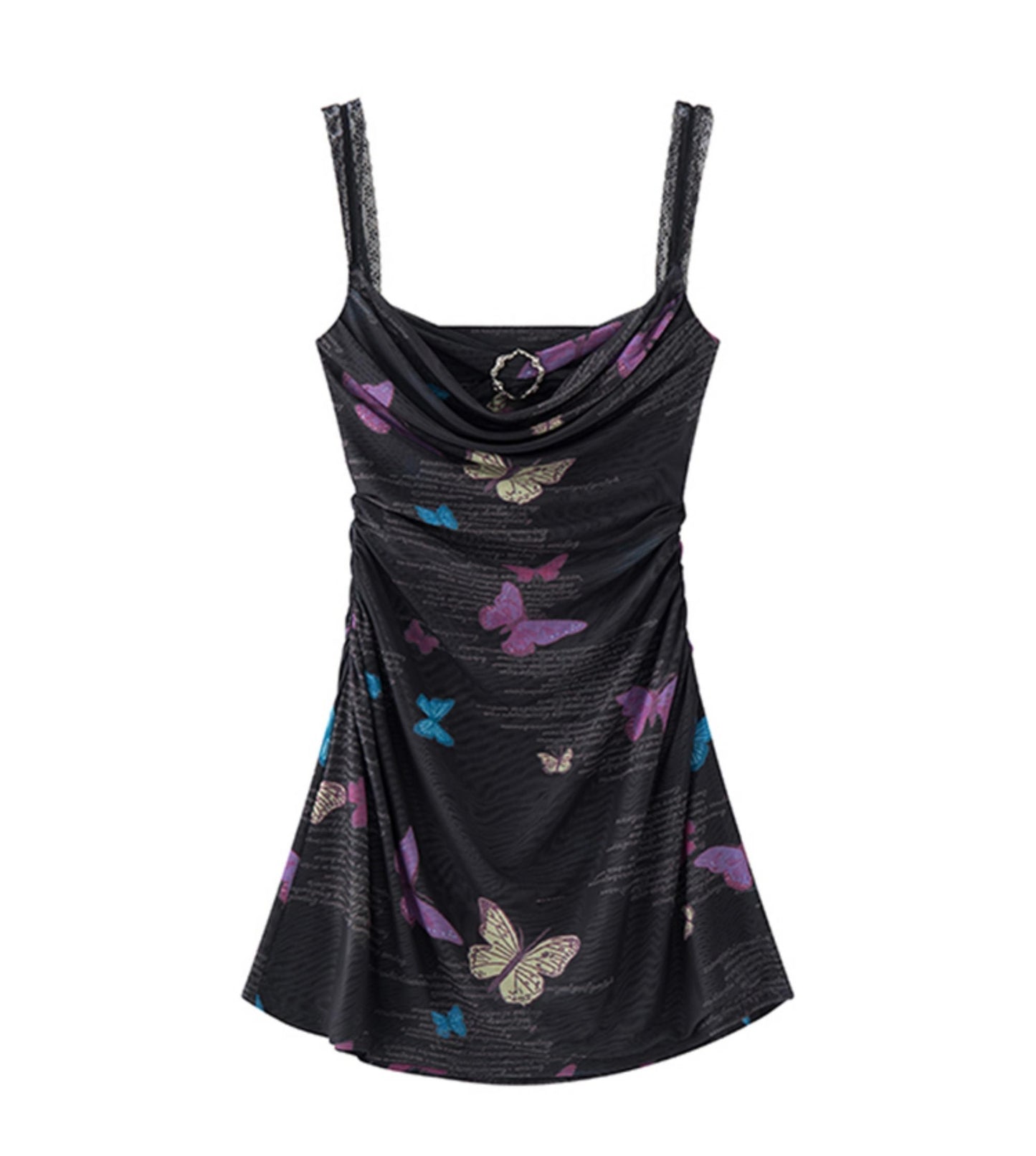 Butterfly Print Halter Dress