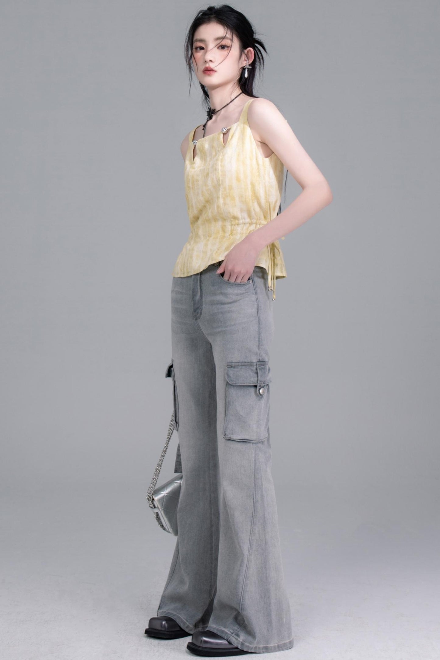 Flared Denim Pants