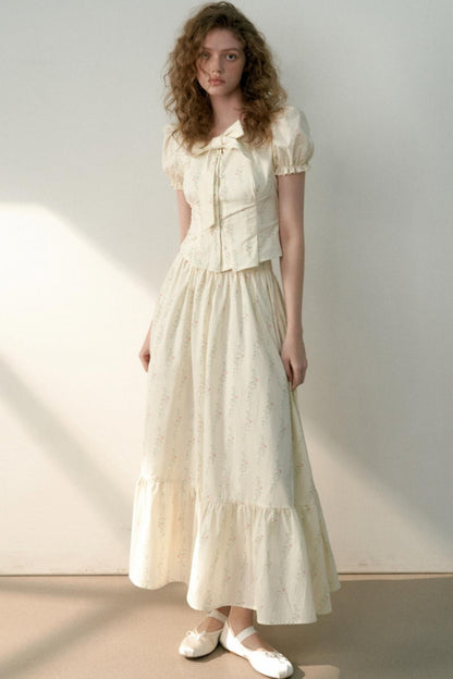 Floral Tie Bubble Sleeve Set-Up