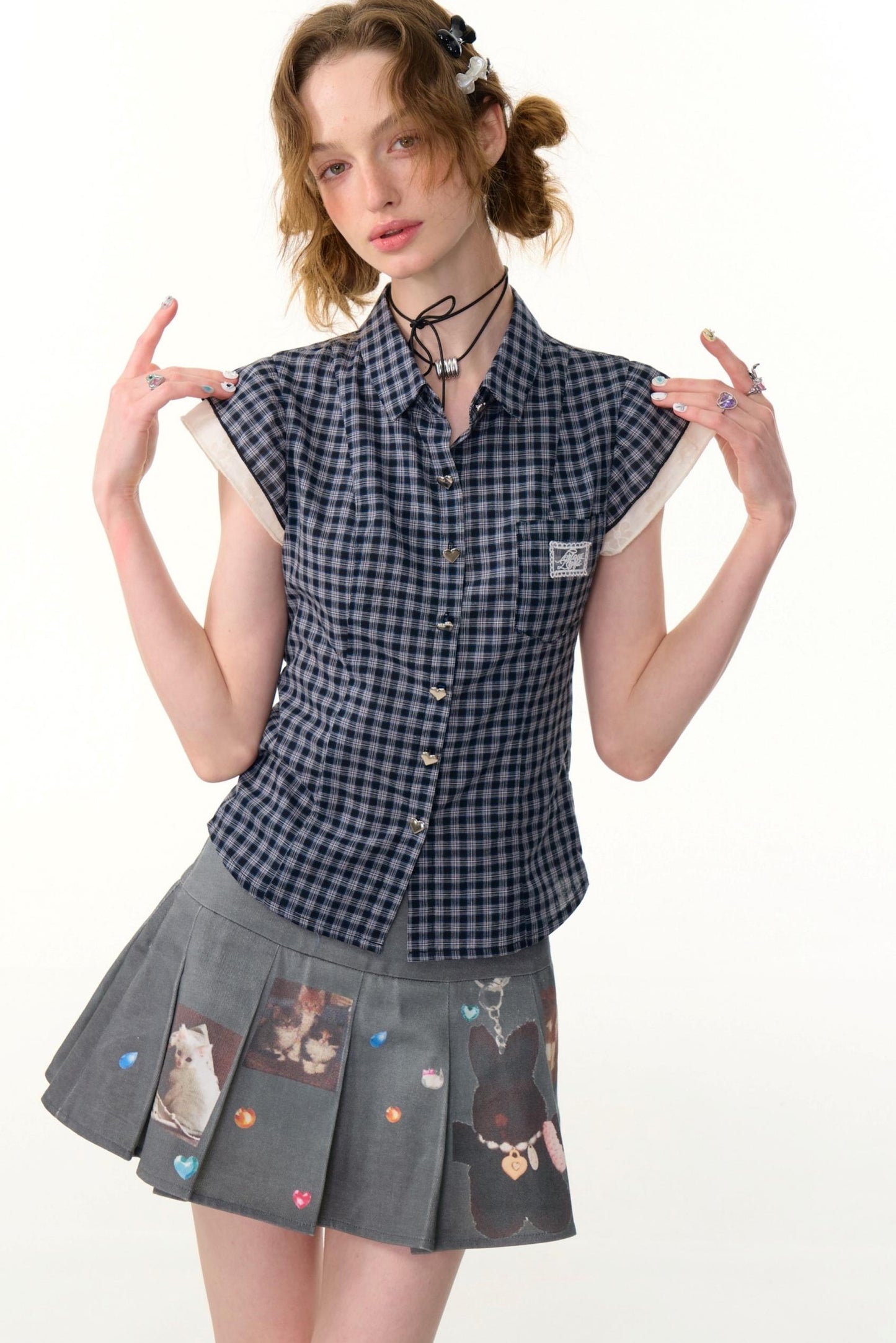 Vintage Checkered Slim Short Top