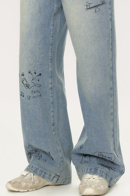 Diamond Print Casual Straight Pants