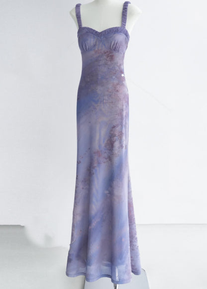 Purple Pleated Summer Dress