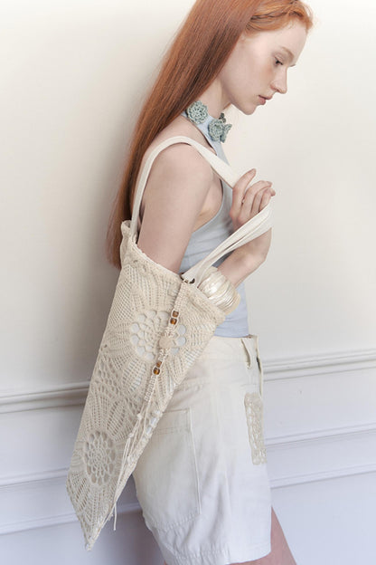 Boho Beaded Canvas Bag