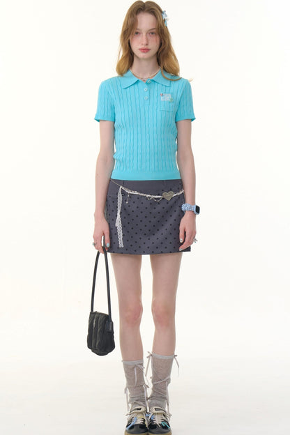 Retro Polka Dot High-Waist Skirt