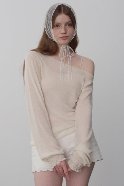 White Tea Chiffon Knit Top