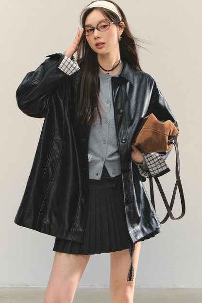 Motorcycle Plaid Leather Jacket