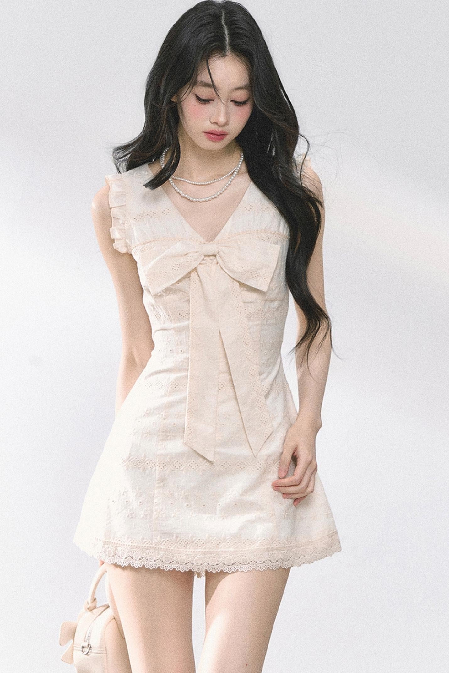 French V-Neck Lace Dress