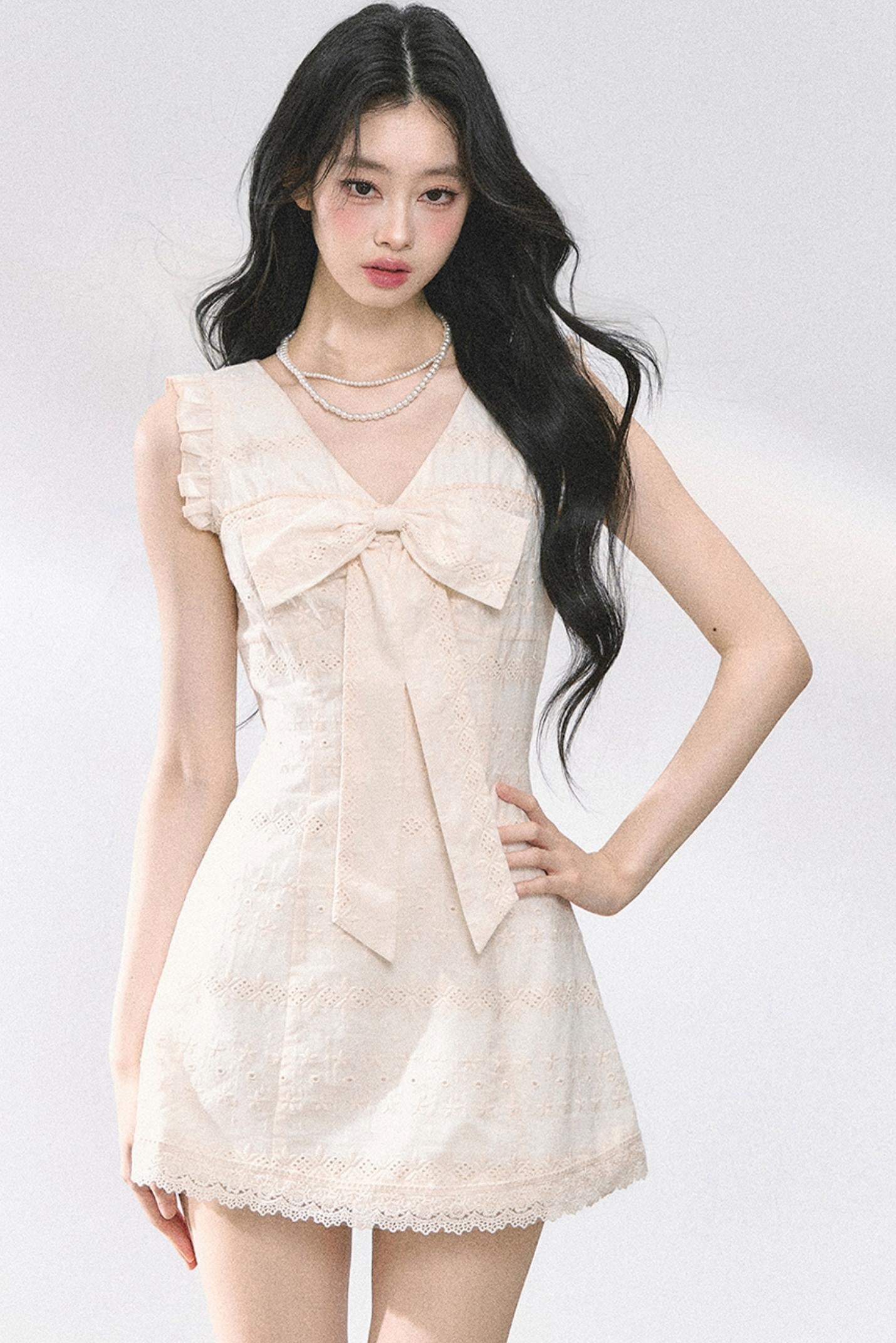 French V-Neck Lace Dress