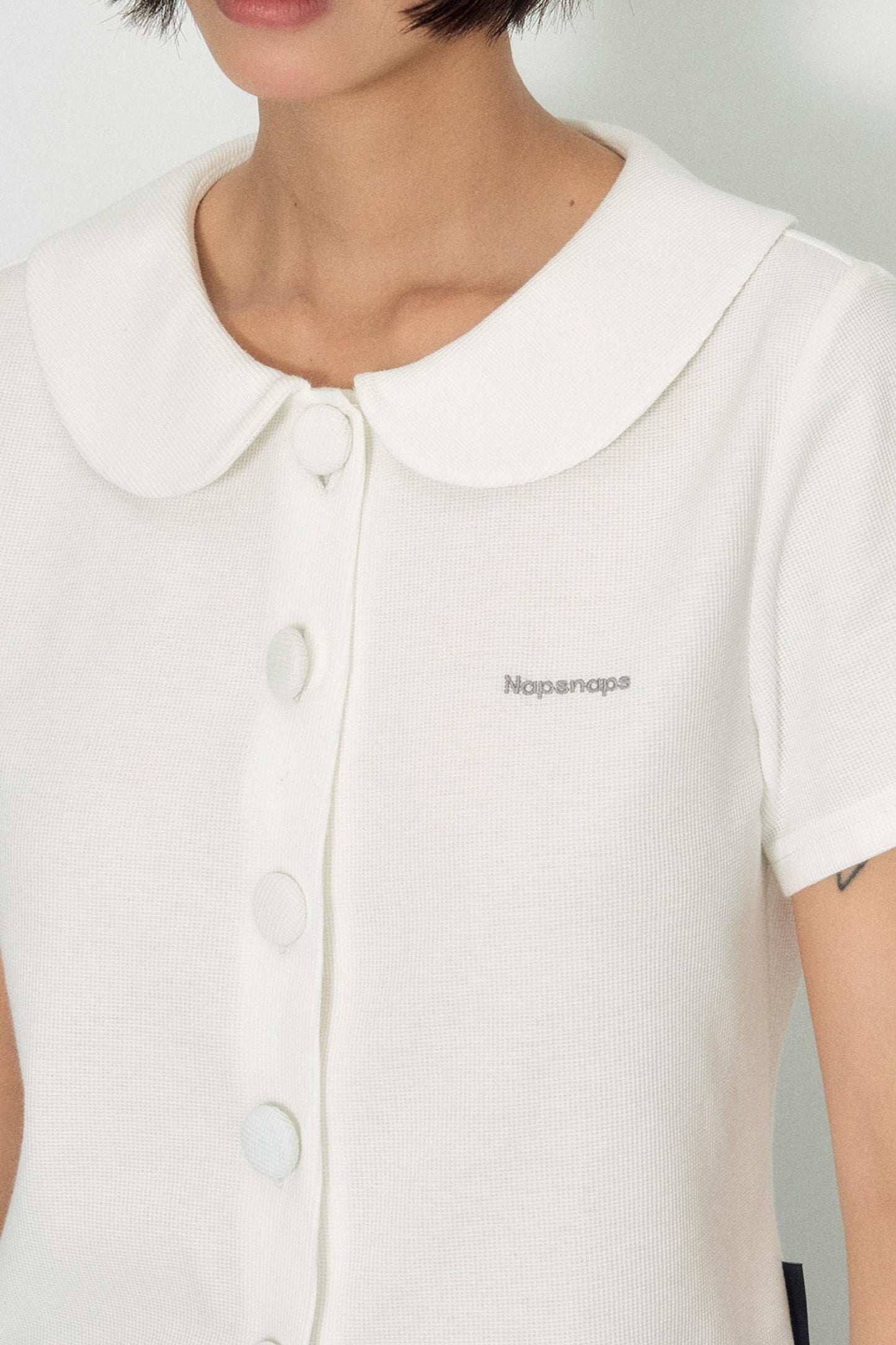 White Shoulder Crop Top