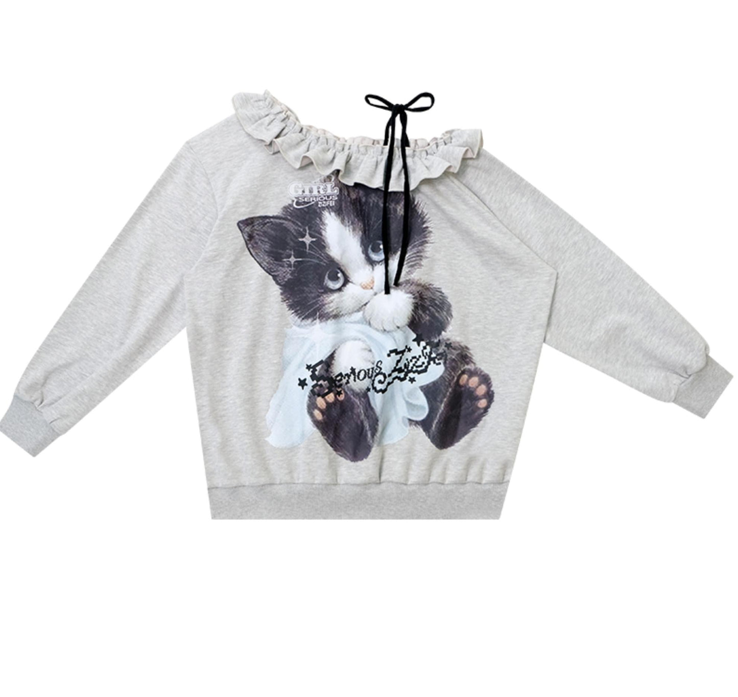Cat Print Lazy Style Sweatshirt