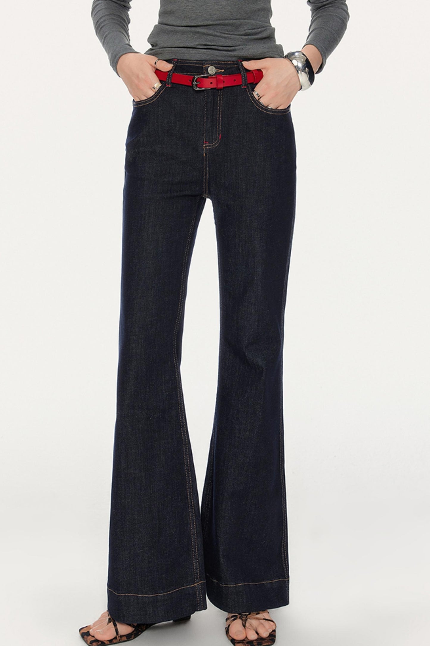 Slim Fit High-Waisted Bootcut Jeans
