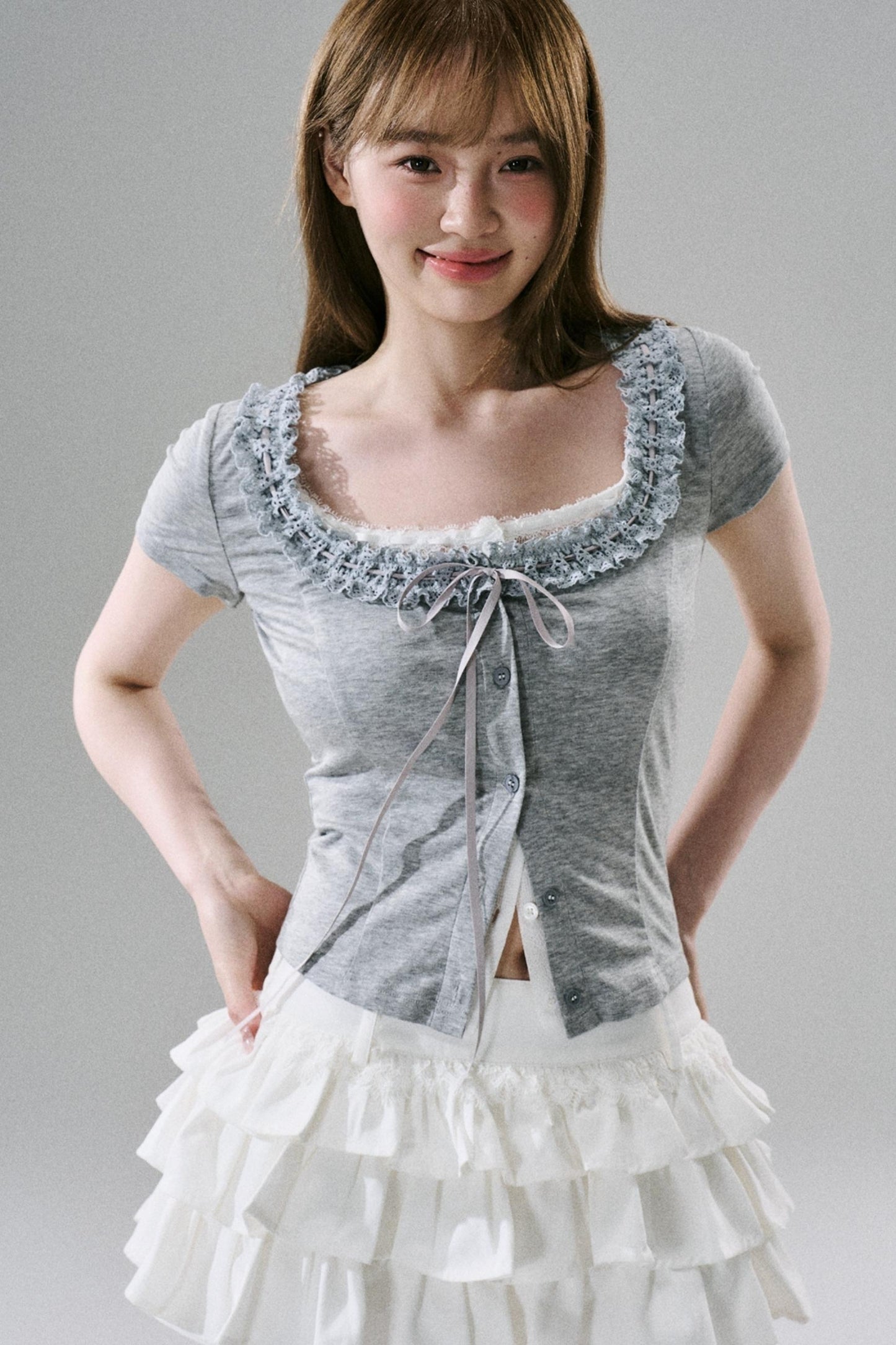 White Ruffle Lace Cargo Skirt