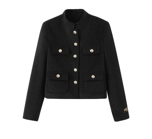 Black Gold Buckle Short Jacket Set-Up