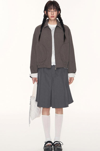 Korean Style Grid Mini Skirt Set-Up