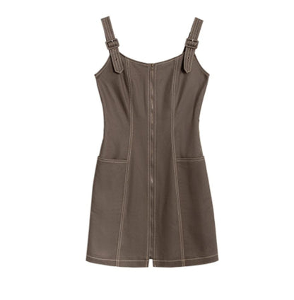 Small Waist Denim Suspender Dress