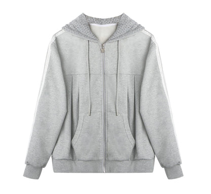 Lace Webbing Hoodie Top