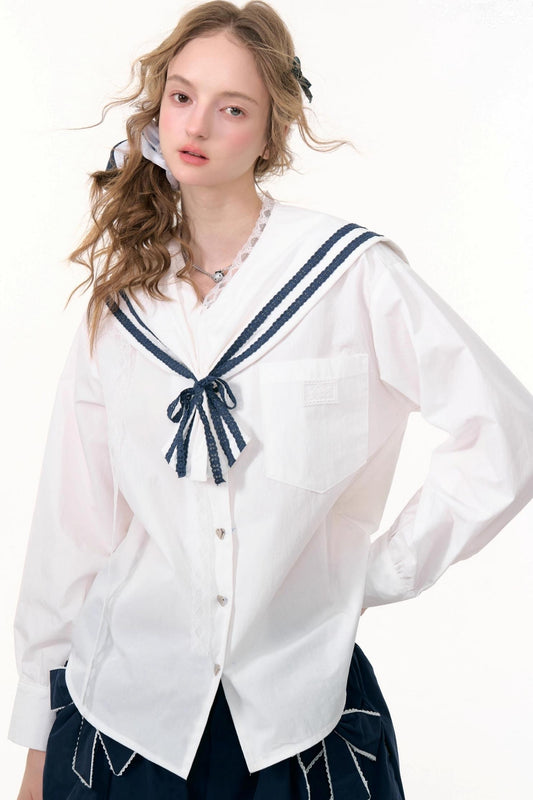 Design Sense Collar Belt Shirt