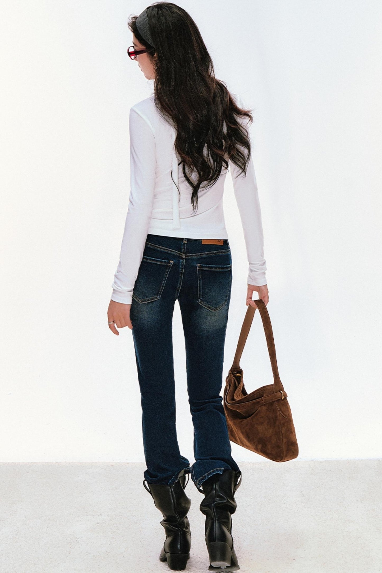 Swing Neck Long Sleeve Button-Down Top