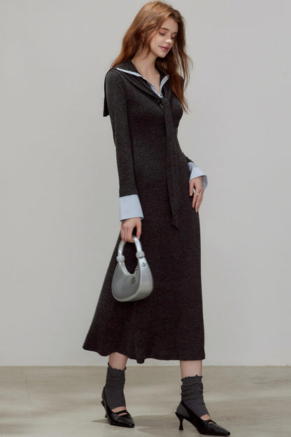 New V-Neck Knitted Dress