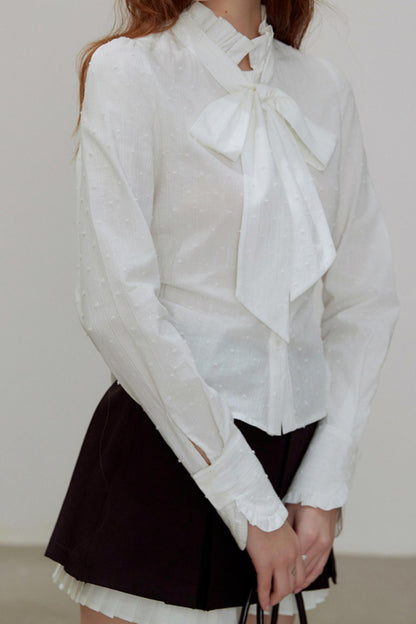 Autumn Texture Bow Strap Shirt
