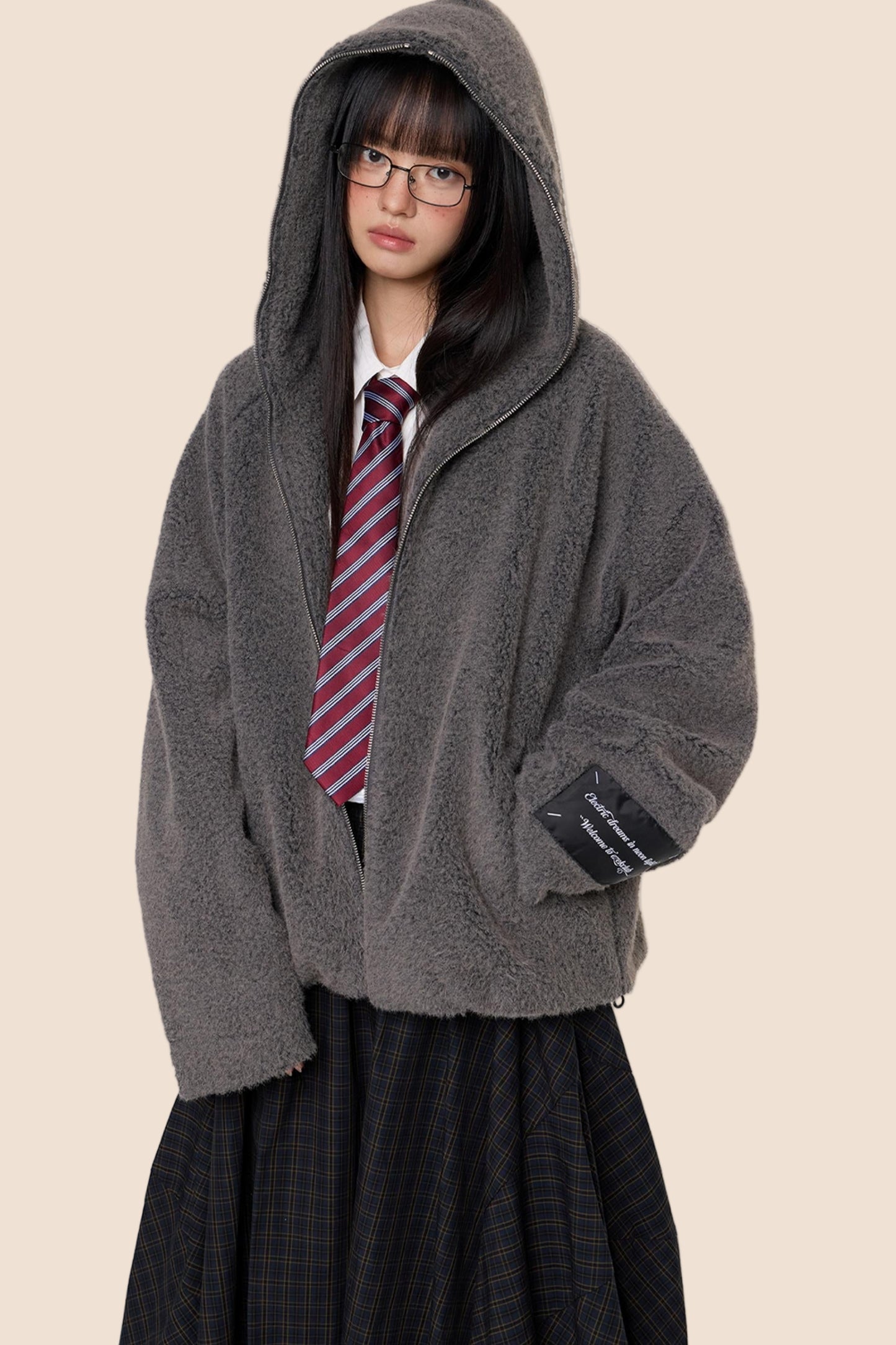 Lazy Retro Hooded Cardigan Jacket