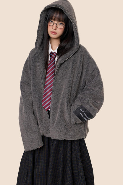 Lazy Retro Hooded Cardigan Jacket